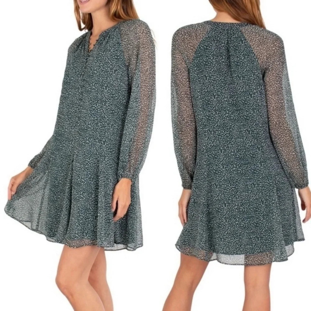 Joie Green Arctic Animal Spot Limited Edition Balloon Sleeve Dress Plus Size XXL